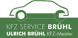 Logo KfzService Brühl, Wagen mit Schraubenschlüssel